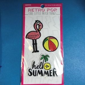 Set of 3 Flamingo Beach Ball Hello Summer Patches